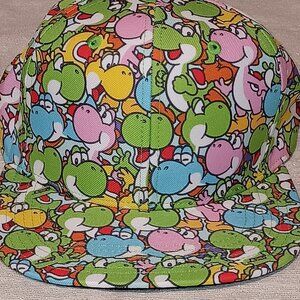 Super Mario all over collage Yoshi SnapBack Hat Cap Nintendo colorful retro
